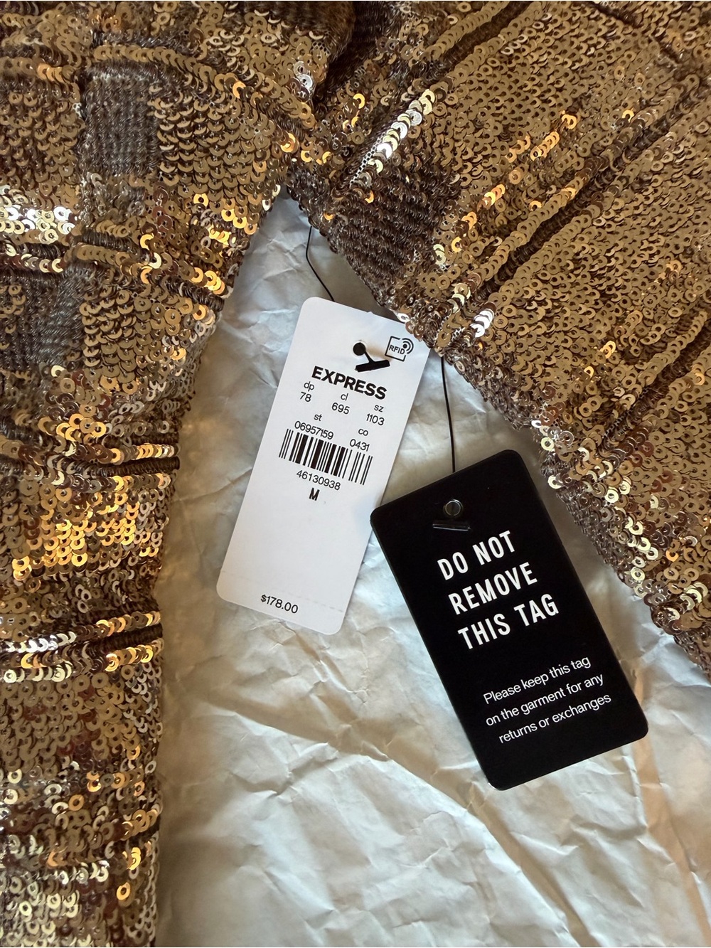NWT Express TIPPED Gold SEQUIN STRIPED JACKET Size Medium - Picture 7 of 15